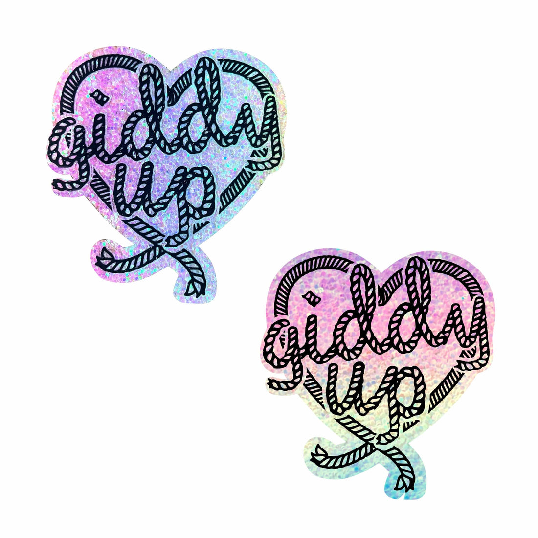 Neva Nude Giddy Up Heart Reflective Pasties - Rainbow