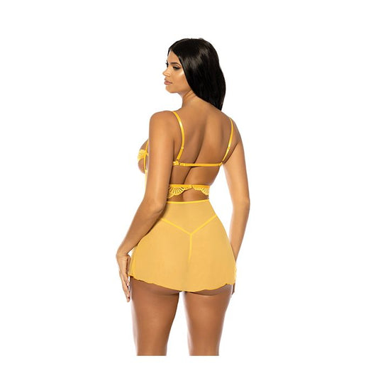 Oh la la Cheri Hazel Peek-A-Boo Cup Babydoll w/G-String Panty Yellow