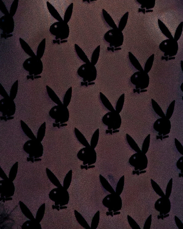 Playboy Bunny Noir Sheer Chemise Black Marabou Queen Plus Size