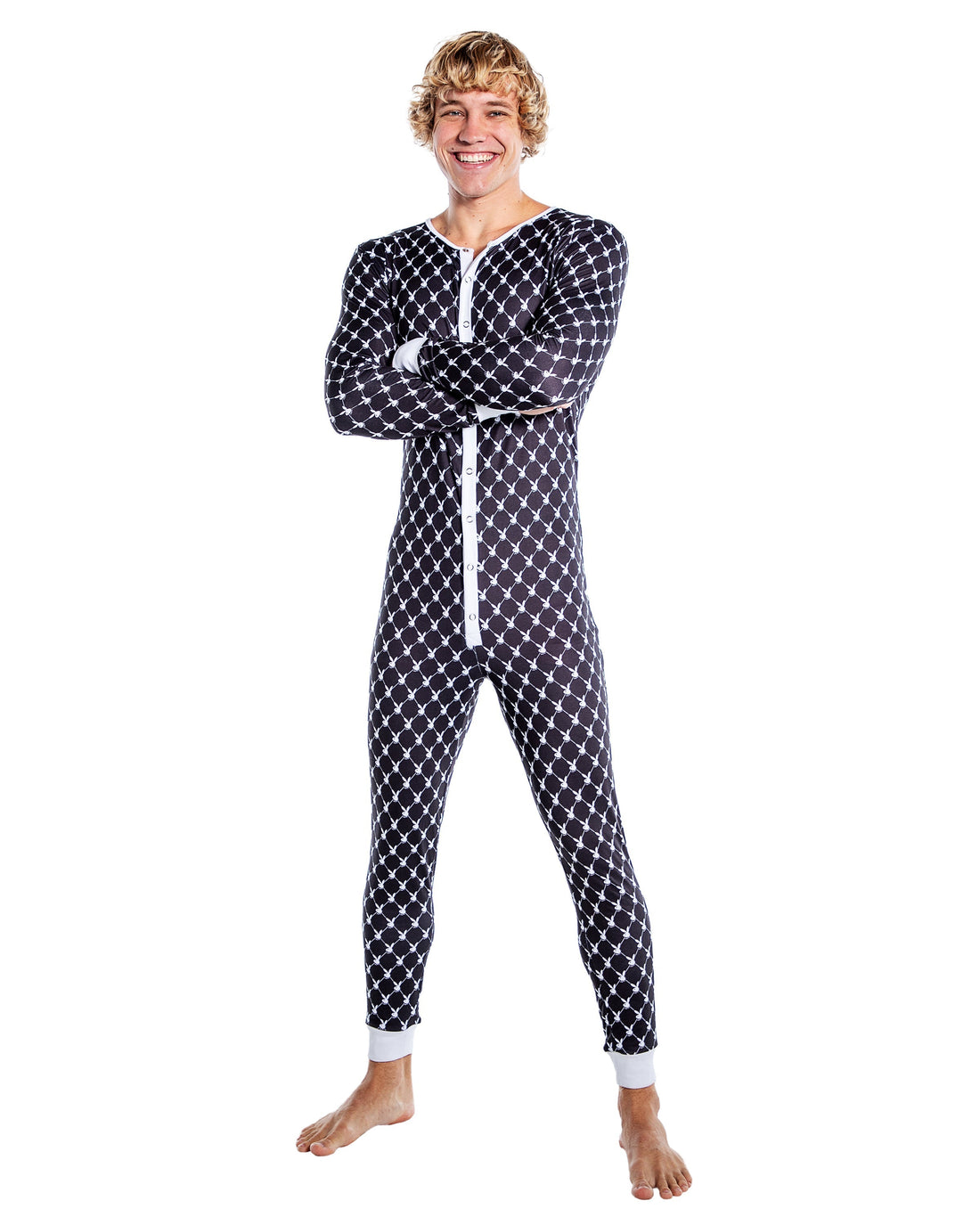 Playboy Mens Bunny Cozy Lounge Union Suit Black-Rebel Romance