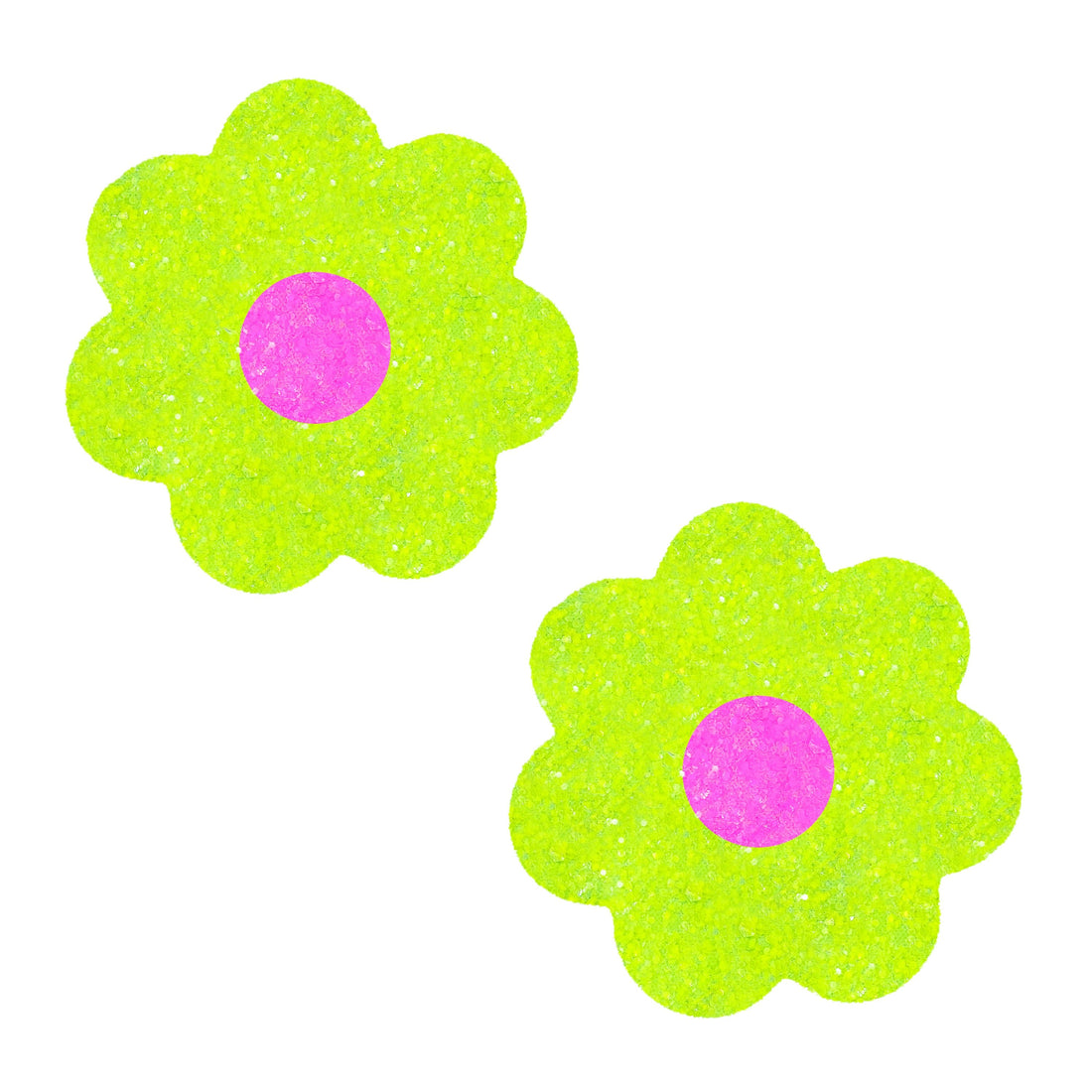 Neva Nude Super Sparkle Glitter Blacklight Petal Pasties - Lime