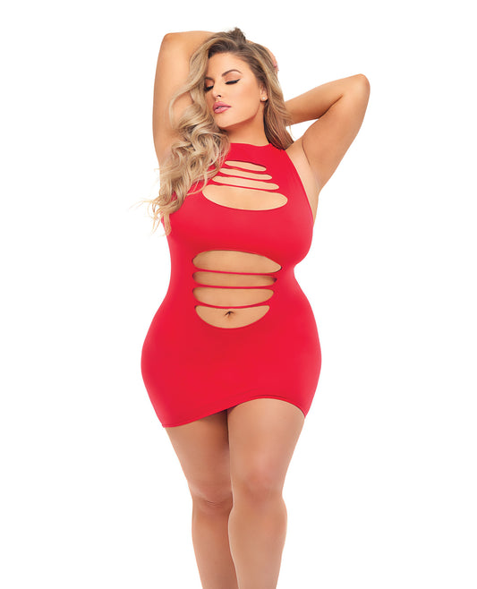 Pink Lipstick Queen Can't Commit Shredded Dress (Fits up to 3X) Red