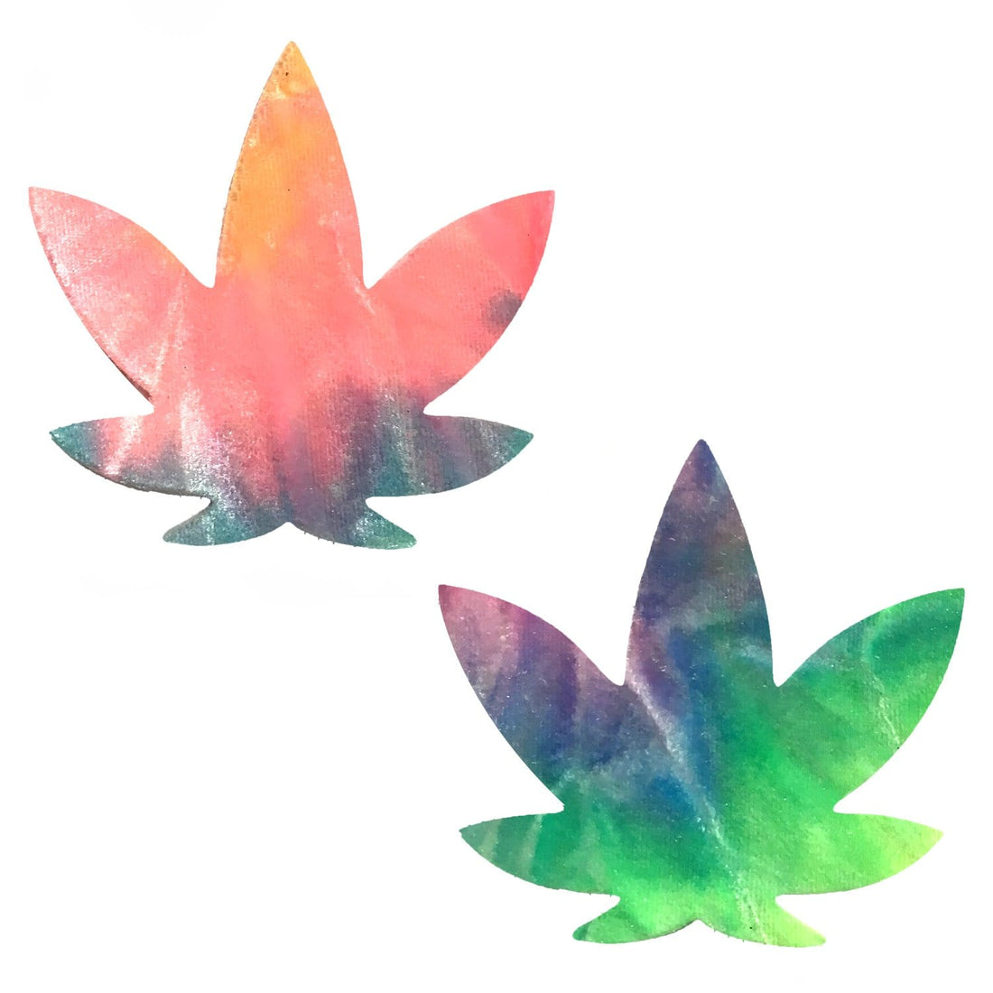Neva Nude Sherbet Tie Dye Velvet Blacklight Dope AF Weed Leaf Pasties - Rainbow