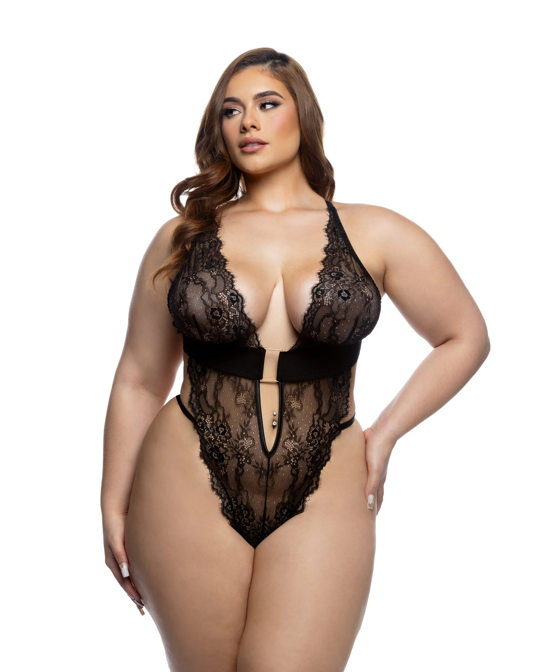Roma Confidential Queen Plus Fever Dream Eyelash Lace Teddy Black