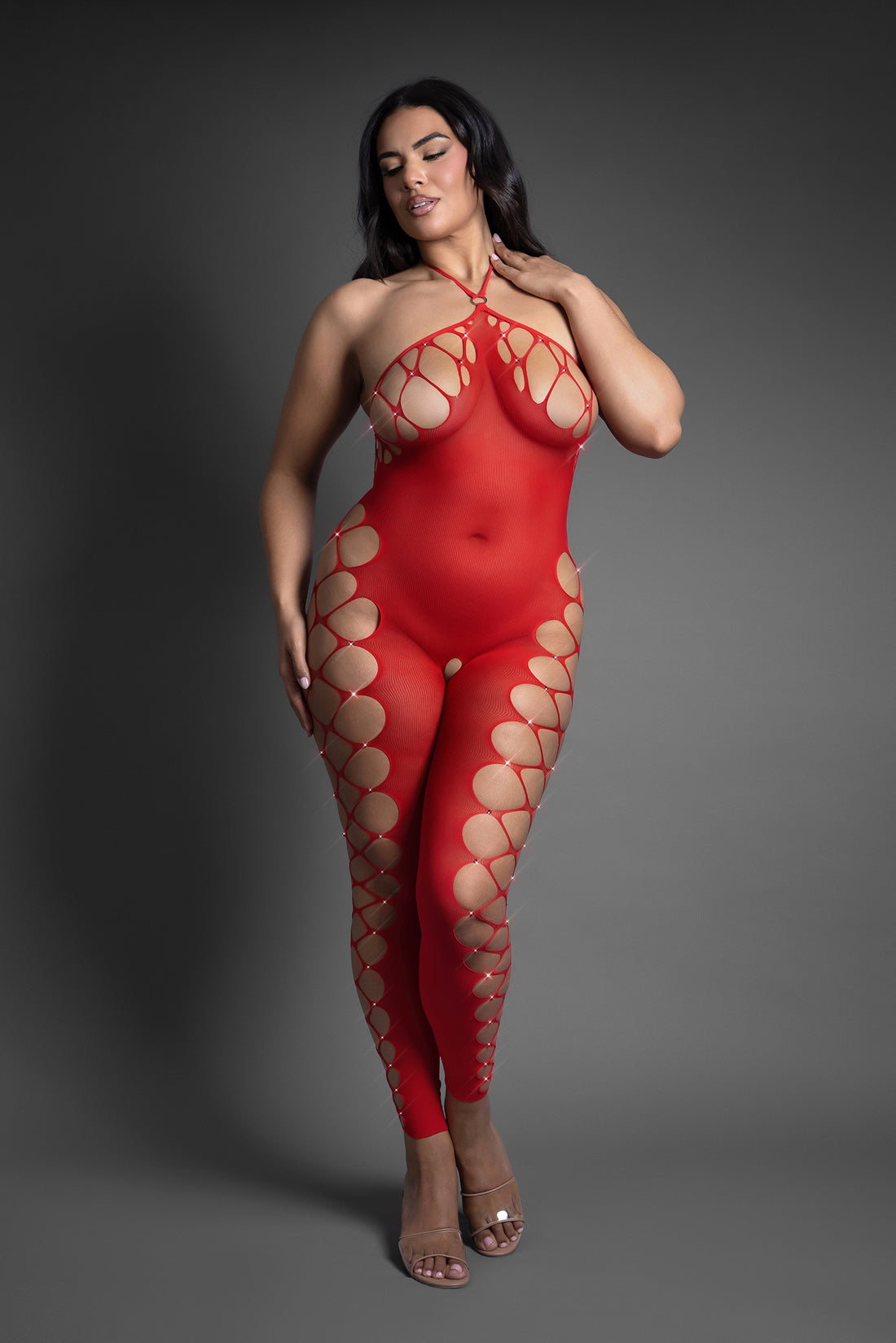 Fantasy Lingerie Queen Sheer Slow Burn Crotchless Bodystocking