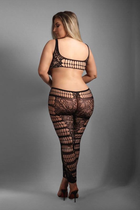 Fantasy Lingerie Sheer Queen Chase The Feeling Bodystocking Black