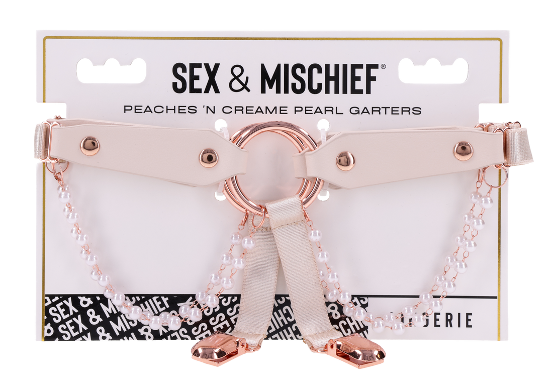 Sex & Mischief Peaches 'n CreaMe Pearl Garters