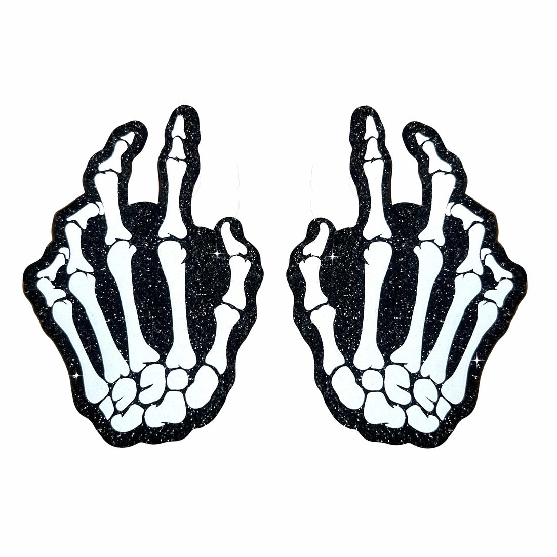 Neva Nude Holographic Skeleton Hands Pasties - White/Black