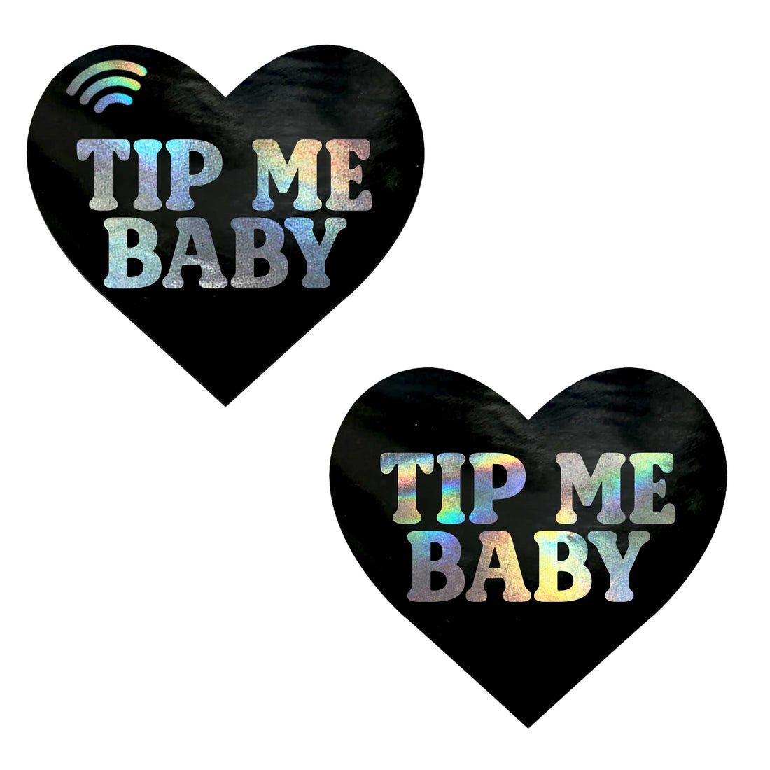 Neva Nude Tip Me Baby Holographic Heart Smart NFC Pasties Tap to Tip - Multicolor