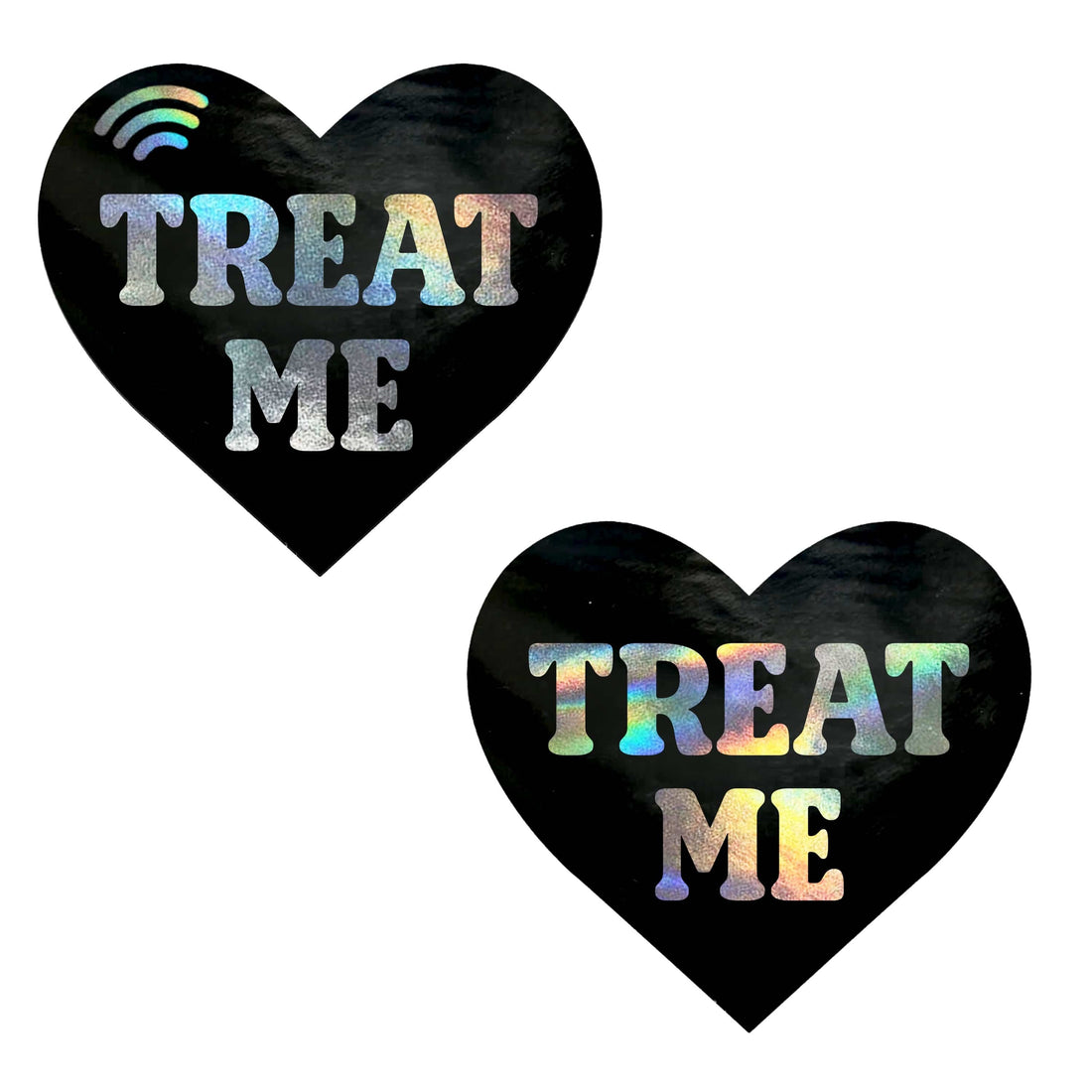 Neva Nude Treat Me Holographic Heart Smart NFC Pasties Tap to Tip - Multicolor