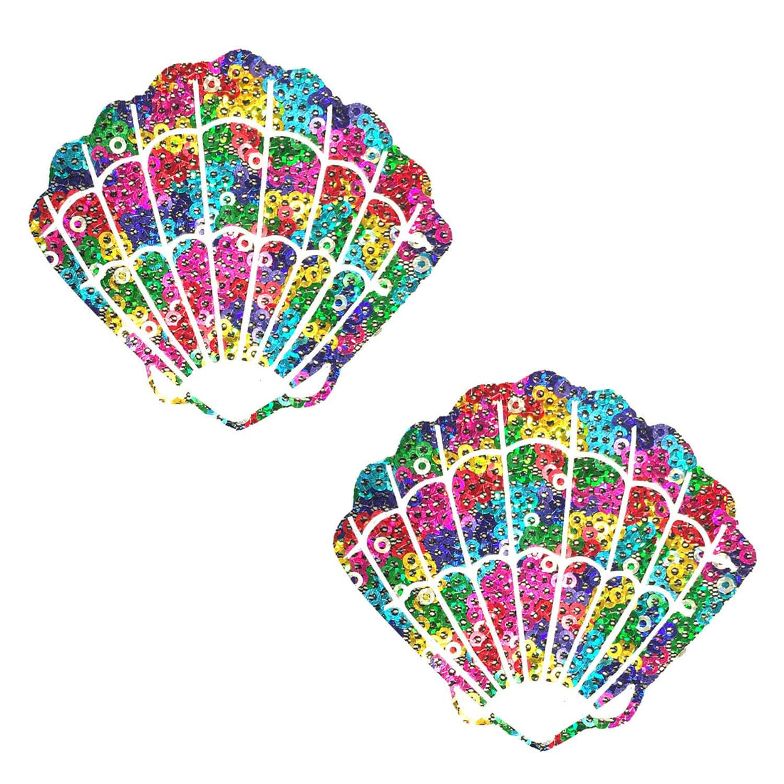 Neva Nude Sparkle Sequin Mesh Mermaid Shell Pasties - Multicolor