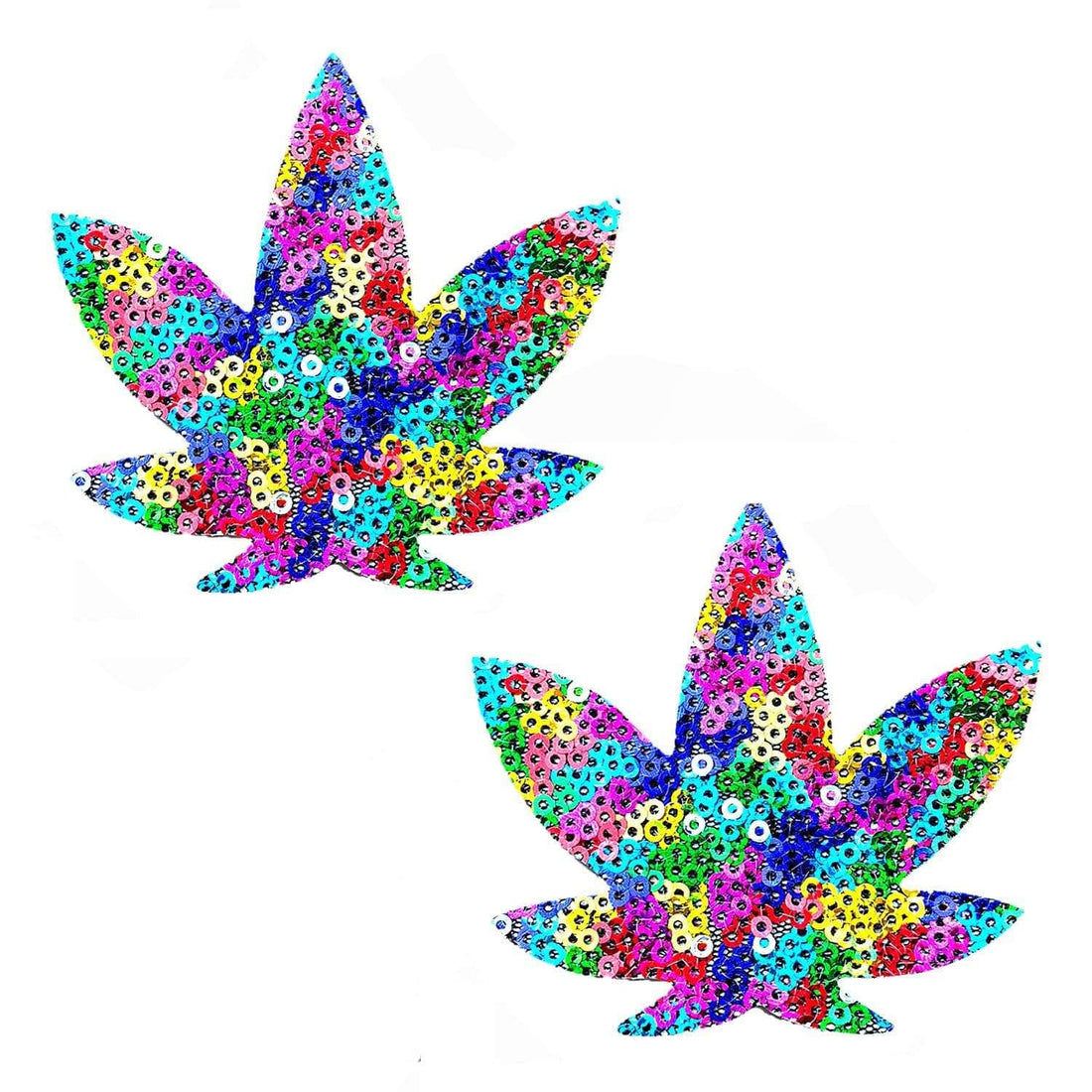 Neva Nude Sequin Mesh Dope AF Weed Leaf Pasties - Multicolor