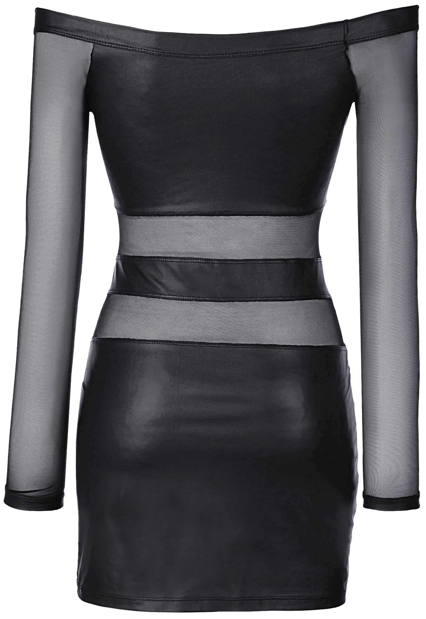 Axami 9309 Sexy Faux Latex Black Sheer Stripes Wetlook Dress MADE IN EUROPE