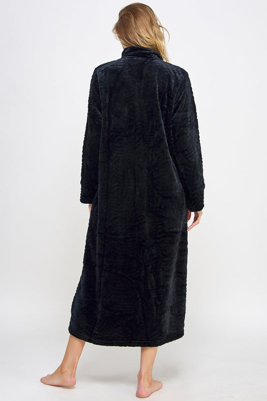 BeWicked Sabrina Robe Zipper Front Closure Long Sleeve Black