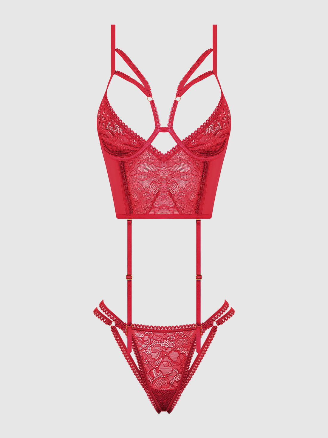 Bianca Strappy Lace Bustier & Thong Set