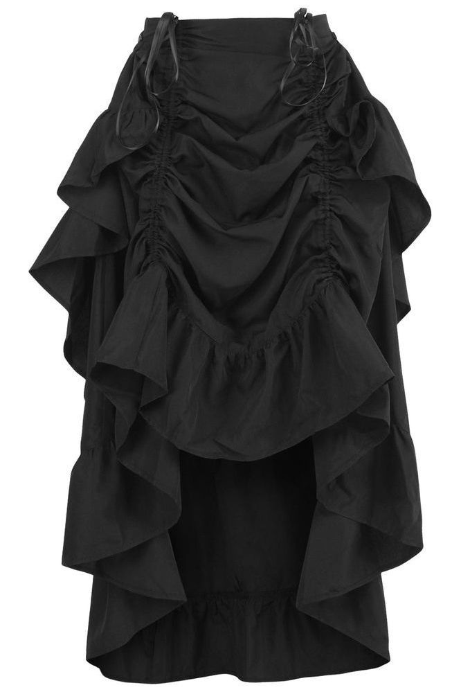 Daisy Corsets Black Crepe Adjustable High Low Skirt