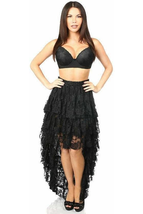 Daisy Corsets Black High Low Lace Skirt