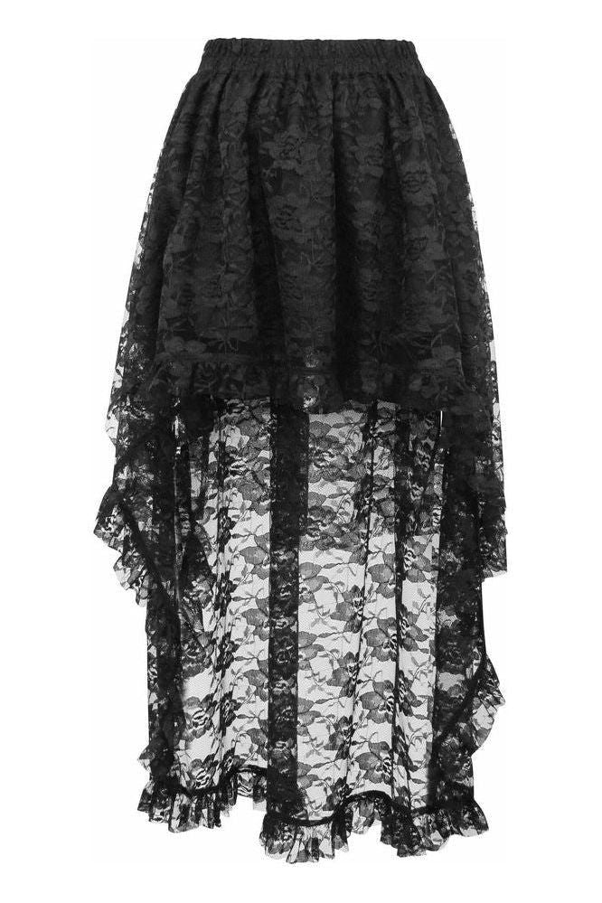 Daisy Corsets Black Lace Hi Low Skirt