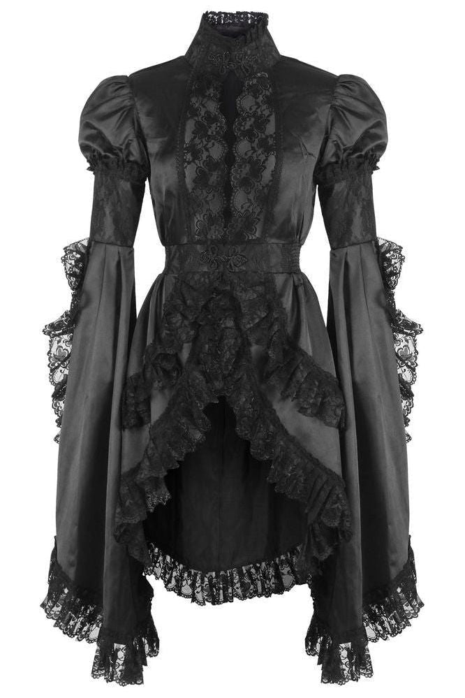 Daisy Corsets Black Satin & Lace Ruffled Jacket