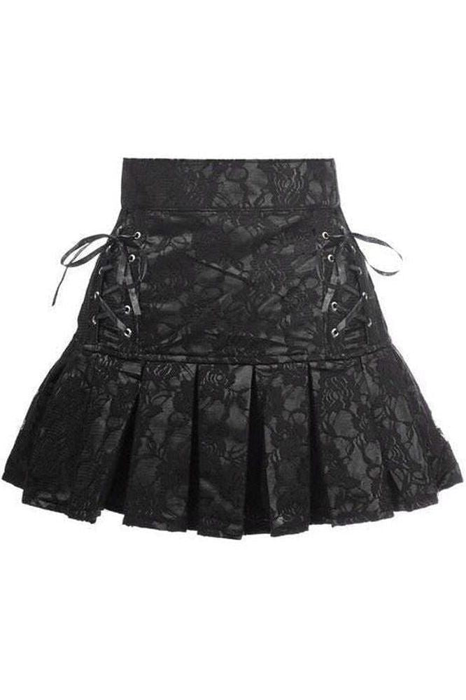 Daisy Corsets Black Satin w/Black Lace Overlay Lace-Up Skirt
