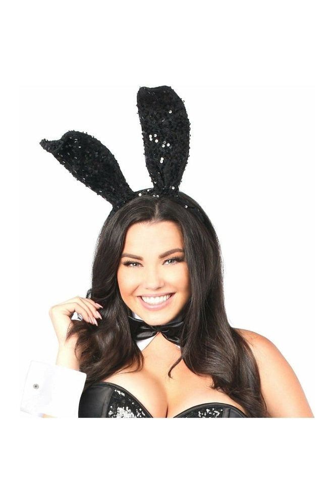 Daisy Corsets Black Sequin Bunny Ears