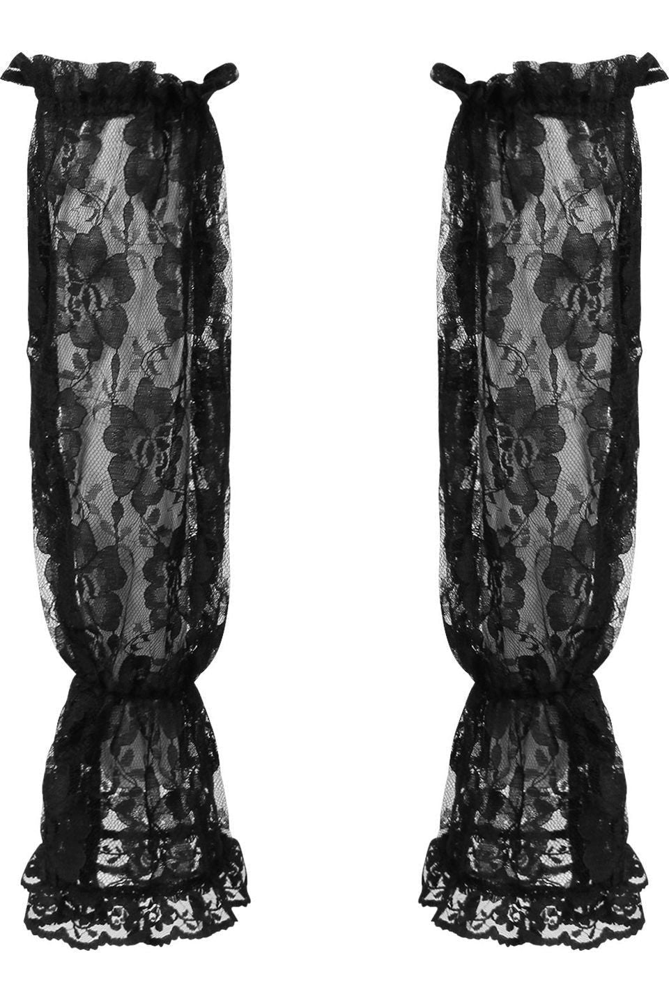 Daisy Corsets Black Sheer Lace Smocked Sleeves
