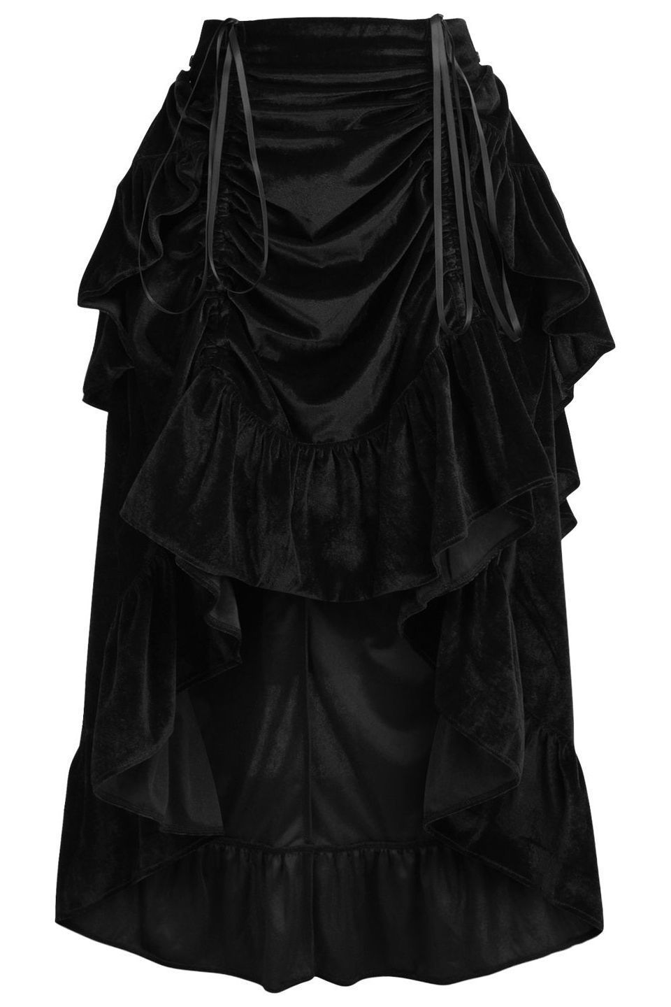 Daisy Corsets Black Velvet Adjustable High Low Bustle Skirt