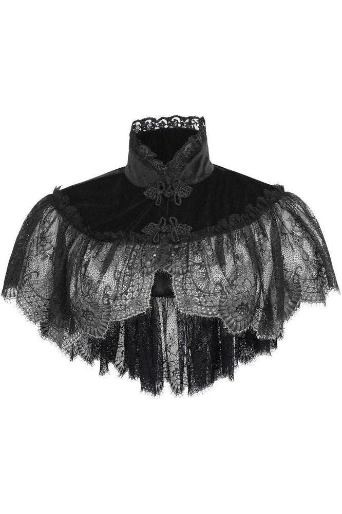 Daisy Corsets Black Velvet & Lace Capelet
