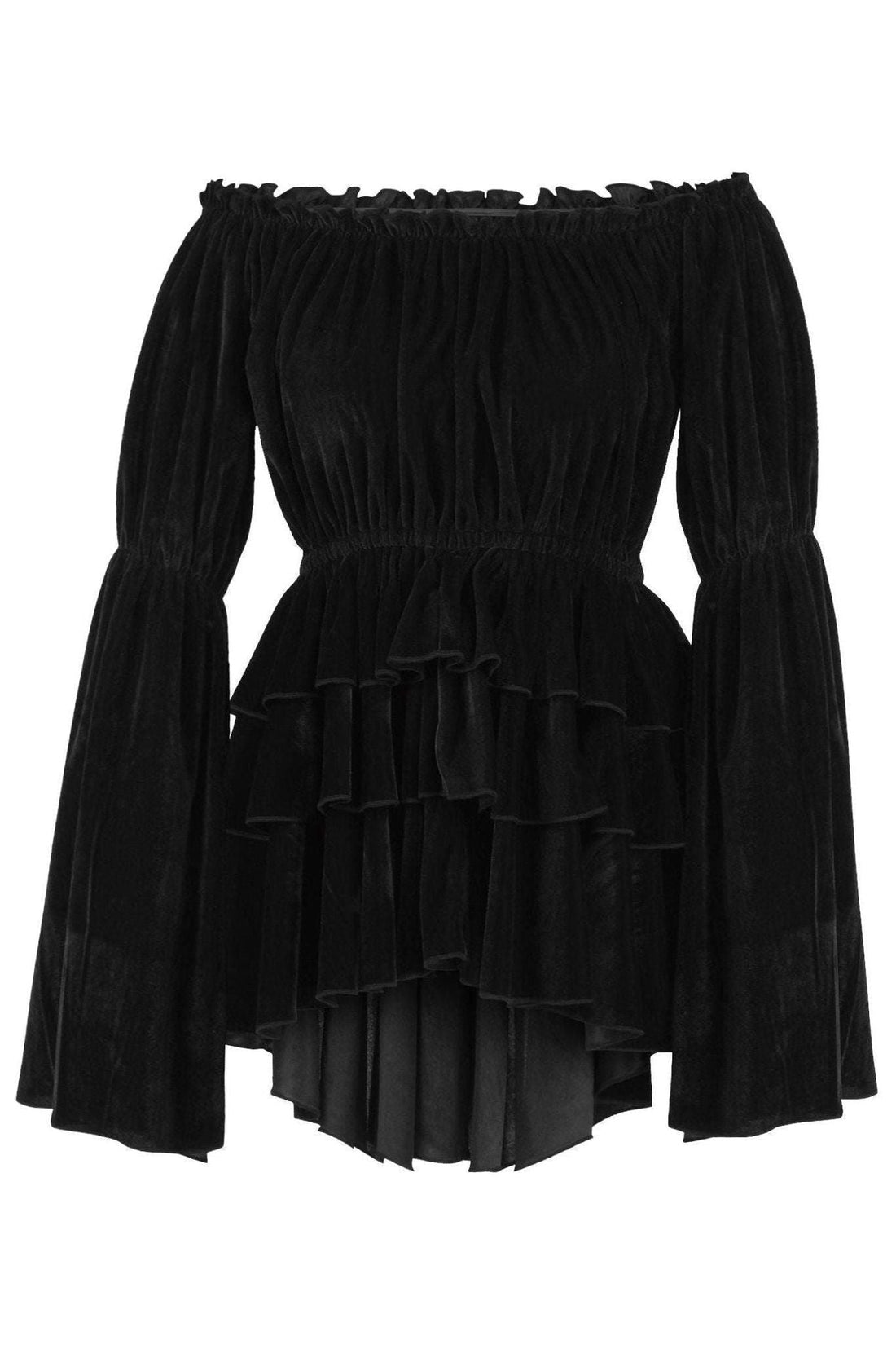 Daisy Corsets Black Velvet Ruffle Dress