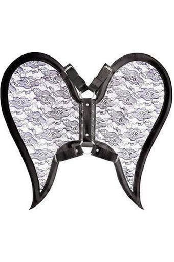 Daisy Corsets Black/Black Faux Leather & Lace Angel Wing Body Harness