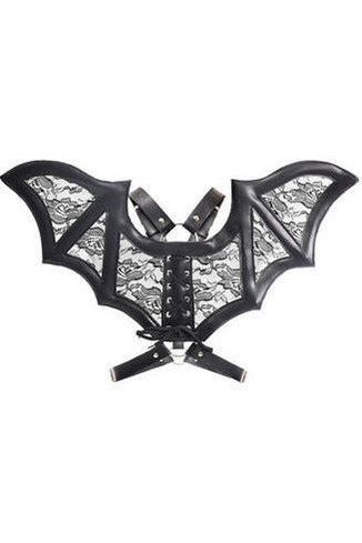 Daisy Corsets Black/Black Faux Leather & Lace Wing Harness