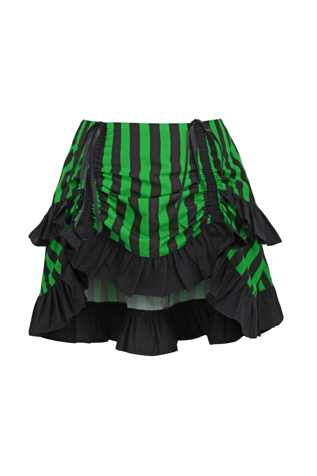 Daisy Corsets Black/Green Striped Ruched Bustle Skirt