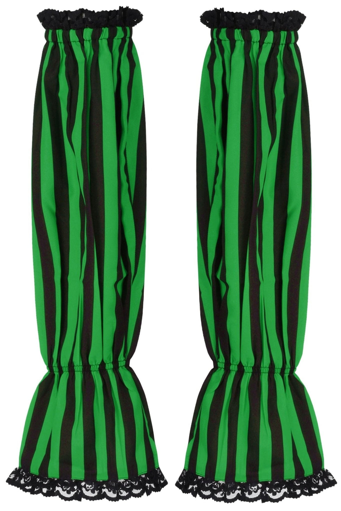 Daisy Corsets Black/Green Striped Smocked Sleeves