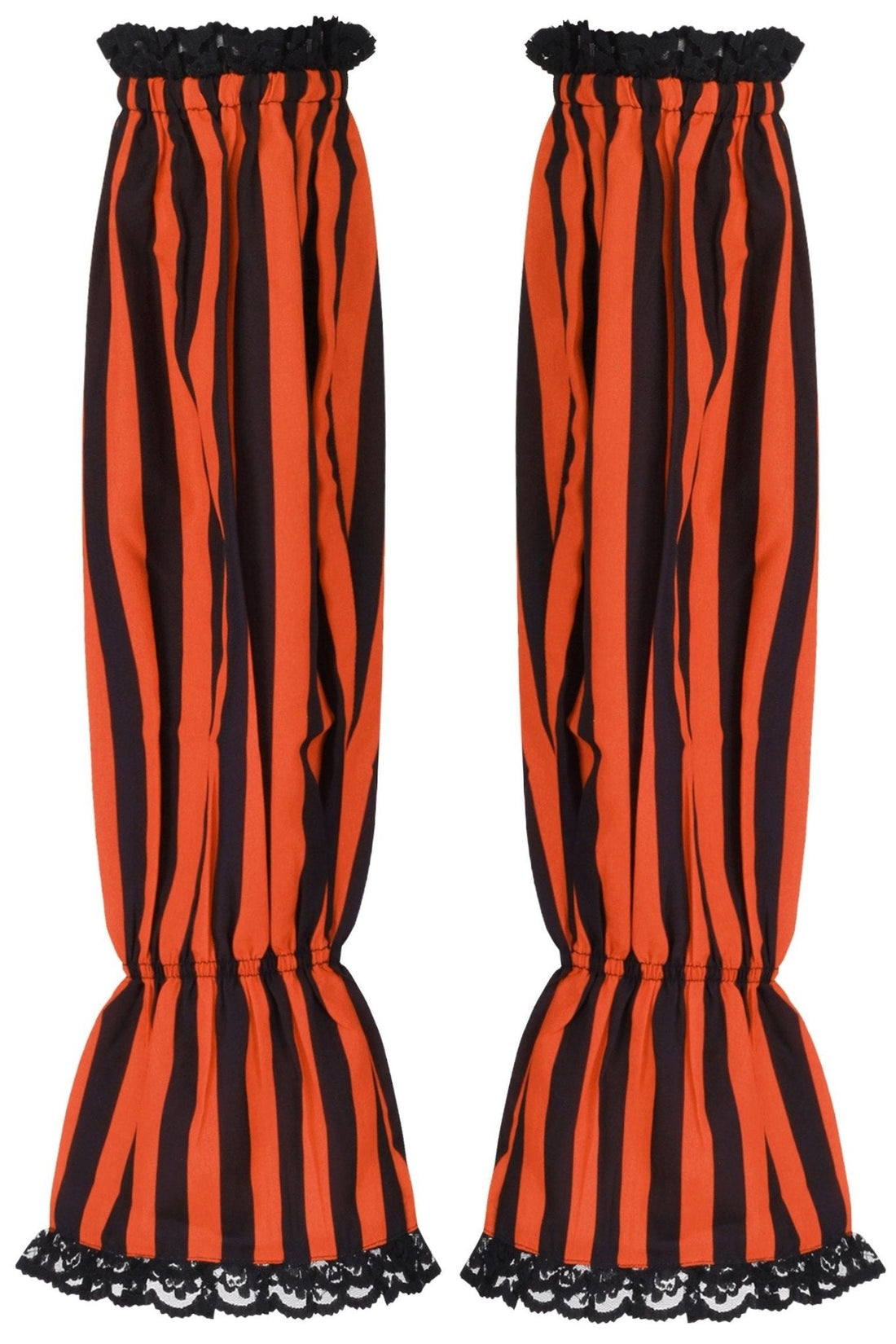 Daisy Corsets Black/Orange Striped Smocked Sleeves