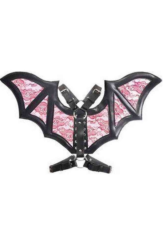 Daisy Corsets Black/Red Faux Leather & Lace Wing Harness
