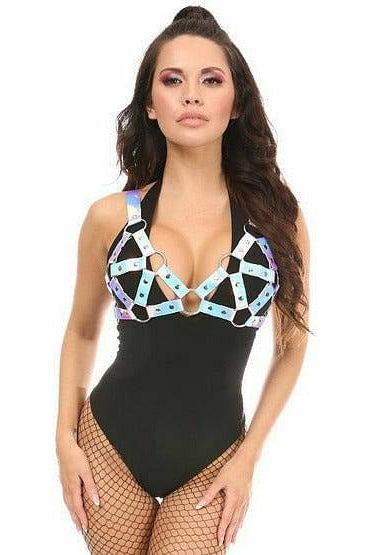 Daisy Corsets Blue/Purple Holo Strappy Bra Top