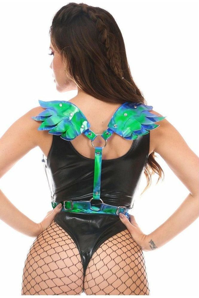 Daisy Corsets Blue/Teal Holo Angel Wings