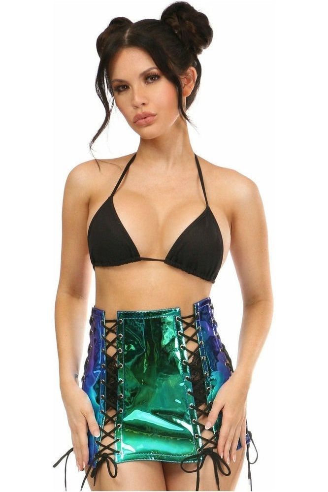 Daisy Corsets Blue/Teal Holo Lace-Up Skirt