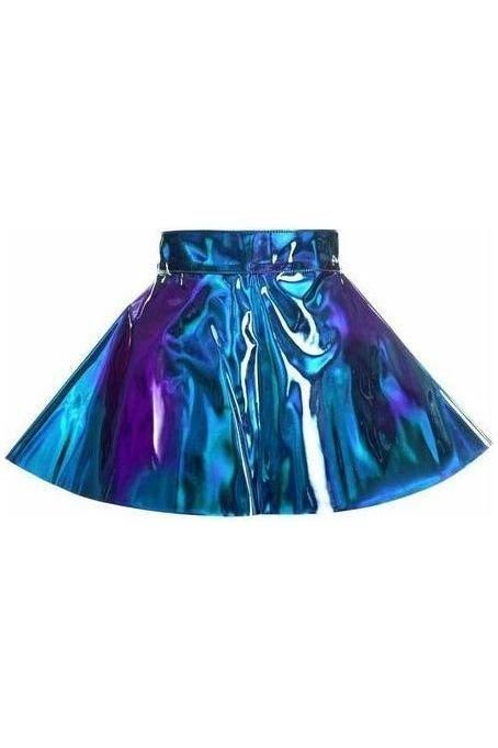 Daisy Corsets Blue/Teal Holo Skater Skirt