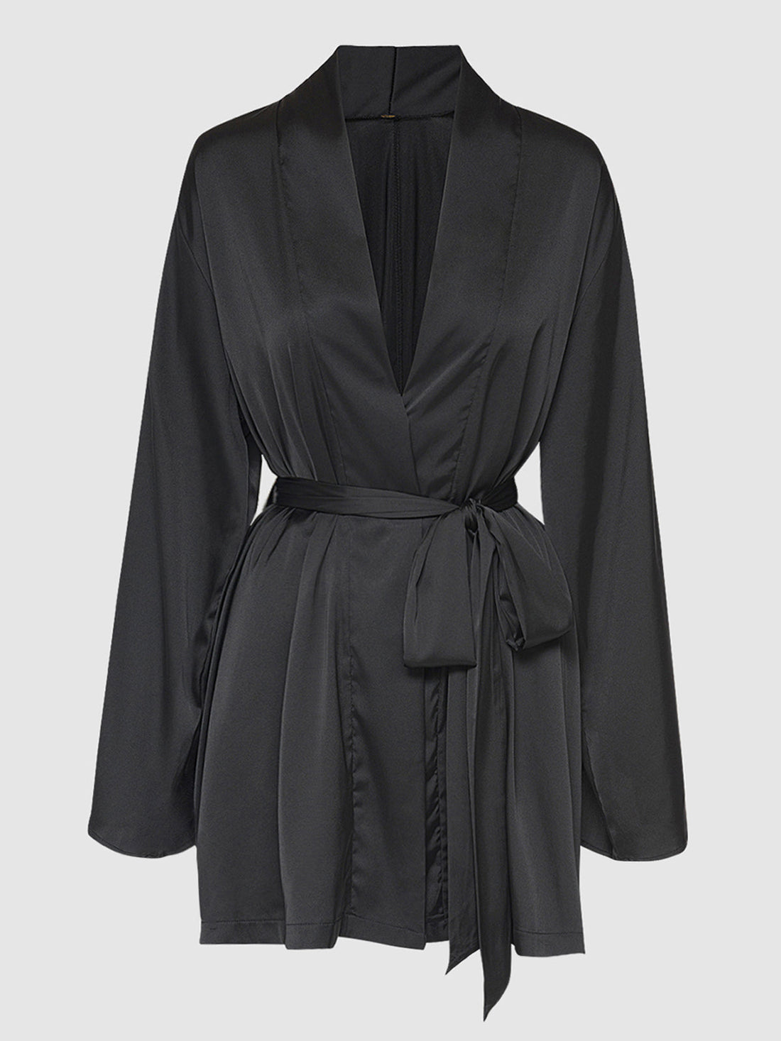 House of Desire Queen Brigeta Short Satin Robe Black