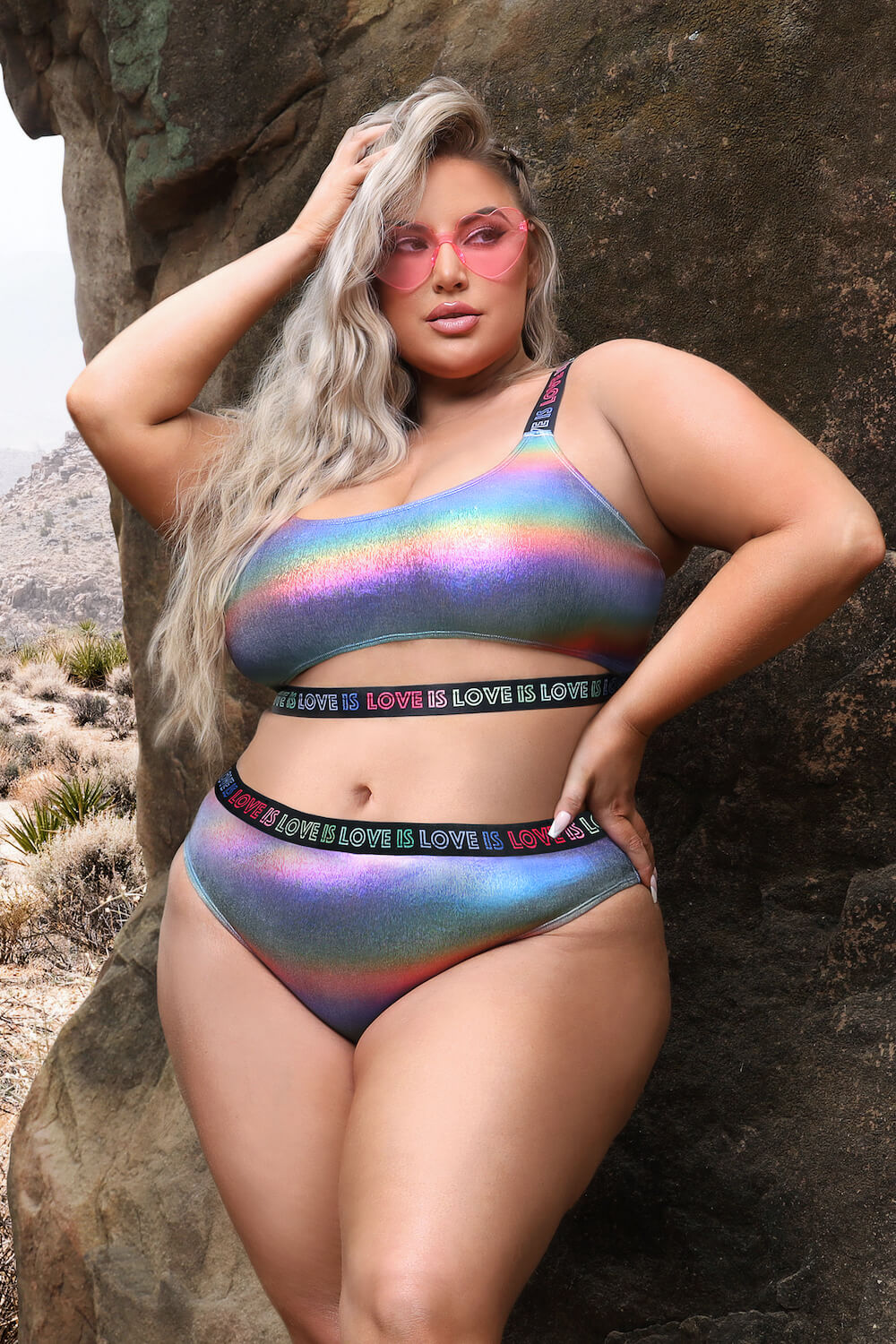 Fantasy Curve Vibes Love is Love Crop Top Bra & Panty Set-Rebel Romance