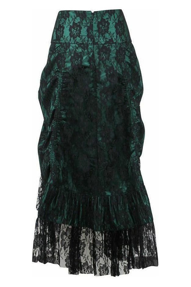 Daisy Corsets Dark Green w/Black Lace Overlay Ruched Bustle Skirt