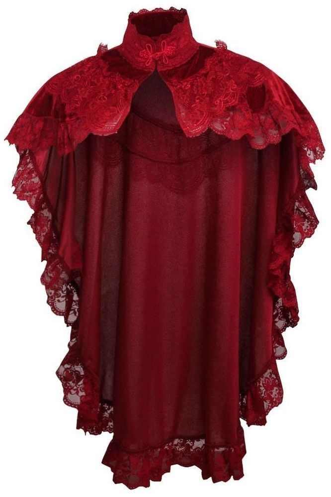 Daisy Corsets Dark Red Velvet & Lace Capelet