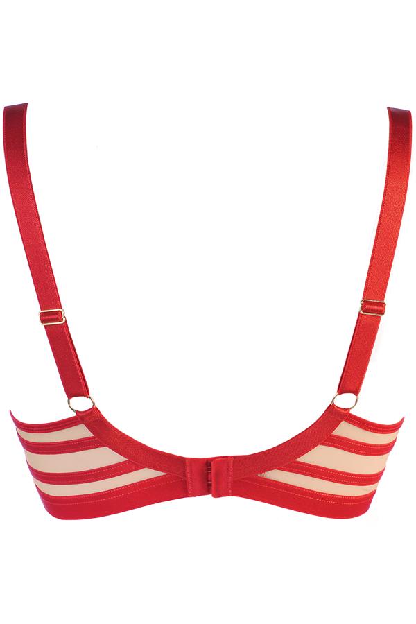 Axami 10541 Sheer Embroidery Unlined Bra Red Comfy Supportive Well Made Lingerie