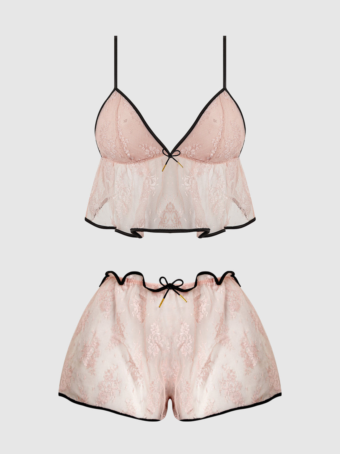 Flouncy Lace Cami & Short Sleep Set Light Pink