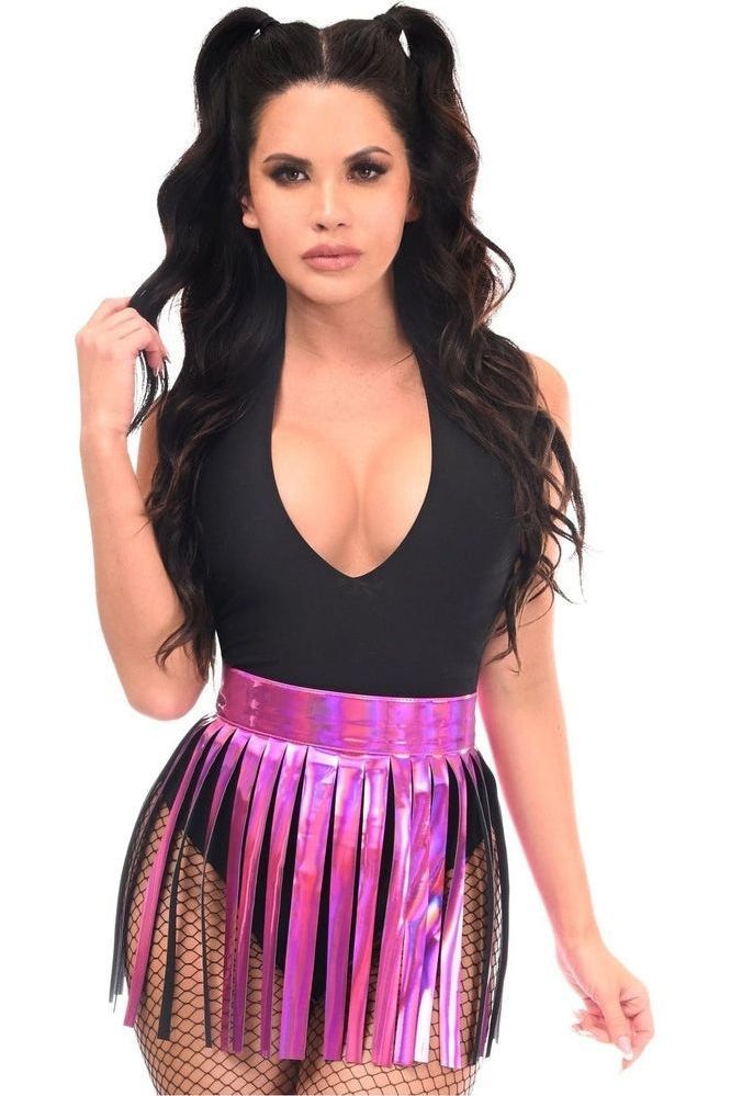 Daisy Corsets Fuchsia Holo Fringe Skirt