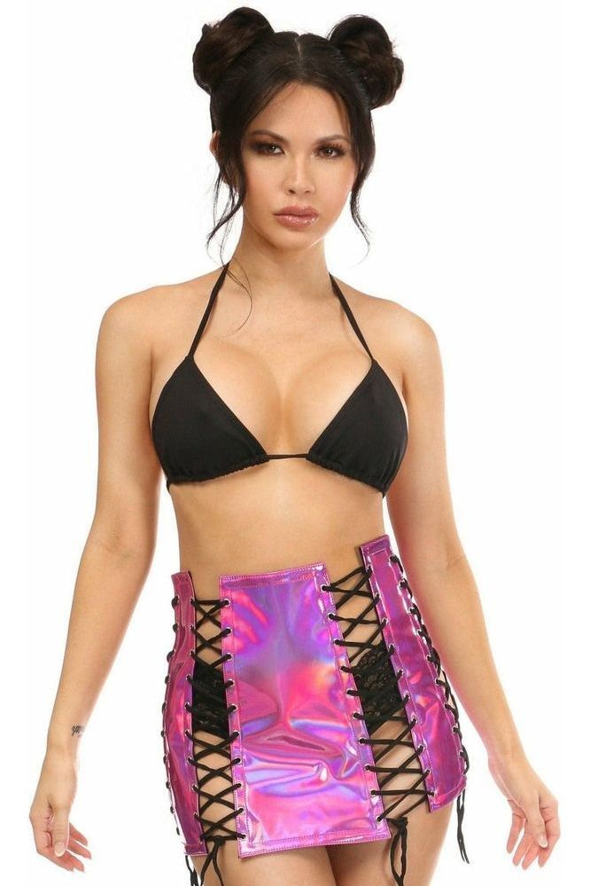 Daisy Corsets Fuchsia Holo Lace-Up Skirt