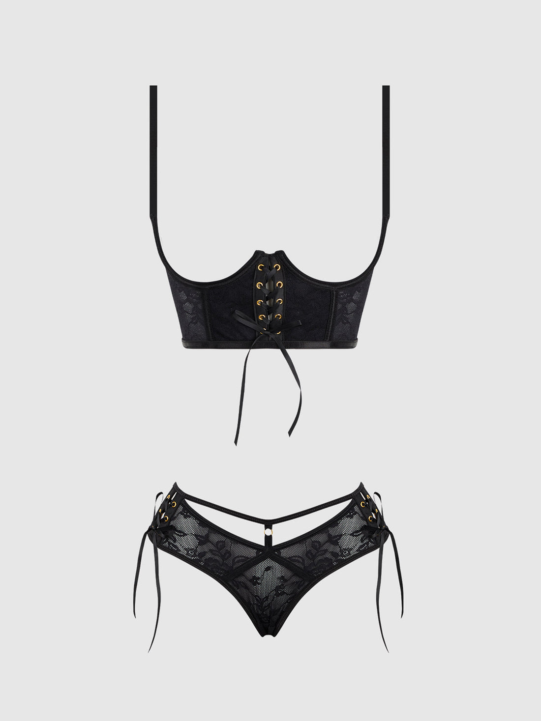 Gia Lace Open Cup Bra & Panty Set