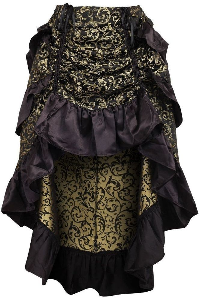 Daisy Corsets Gold/Black Brocade Adjustable High Low Bustle Skirt