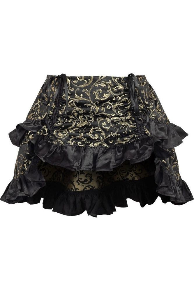 Daisy Corsets Gold/Black Brocade Ruched Bustle Skirt